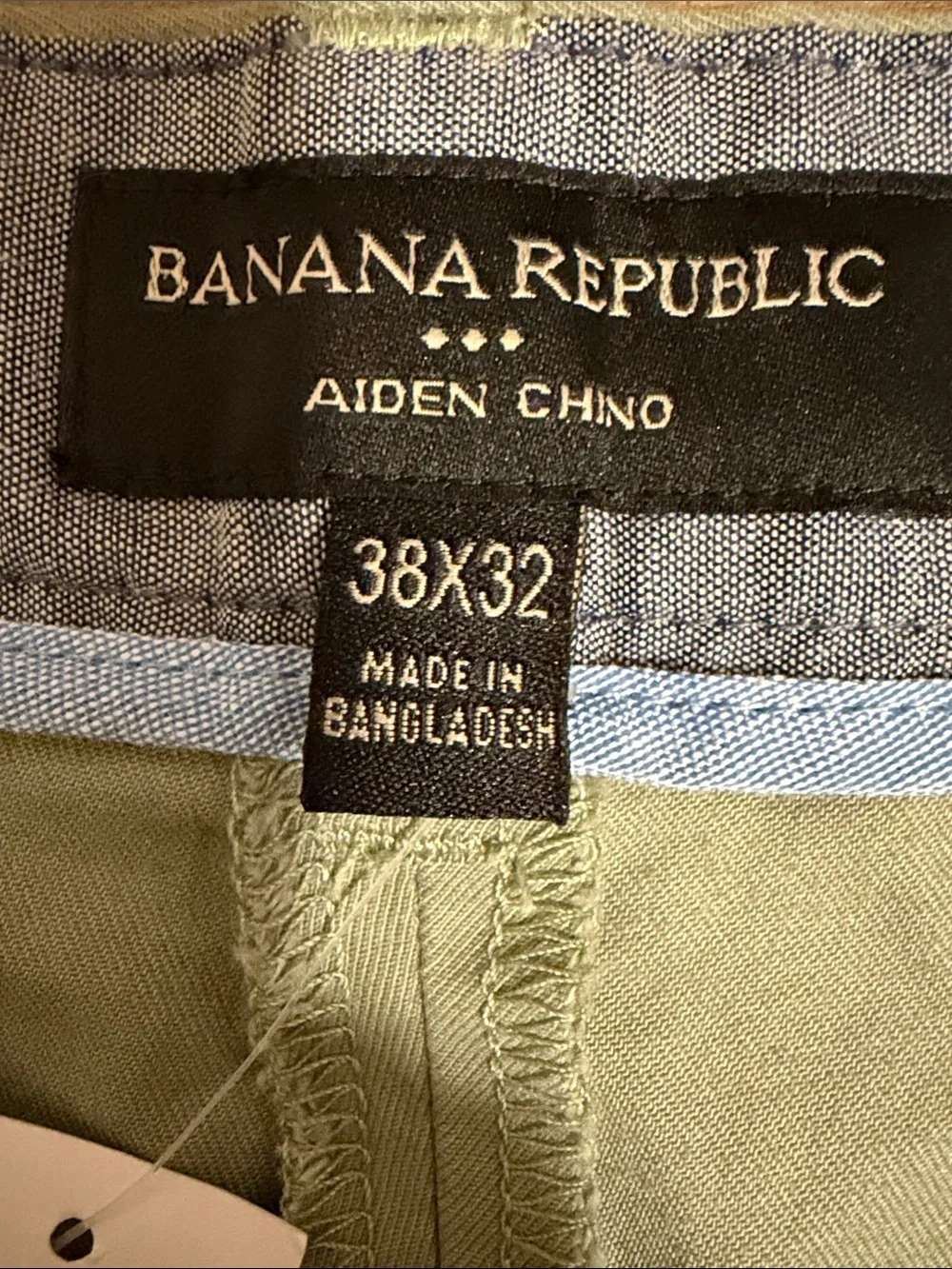 Banana Republic Aiden Slim Fit Stretch Green Chino Pants Mens 38x32 NWT